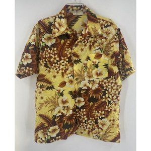 Vtg 80s 90s California Shirt Hawaiian Surf All Over Floral Beach Vacation Mens L